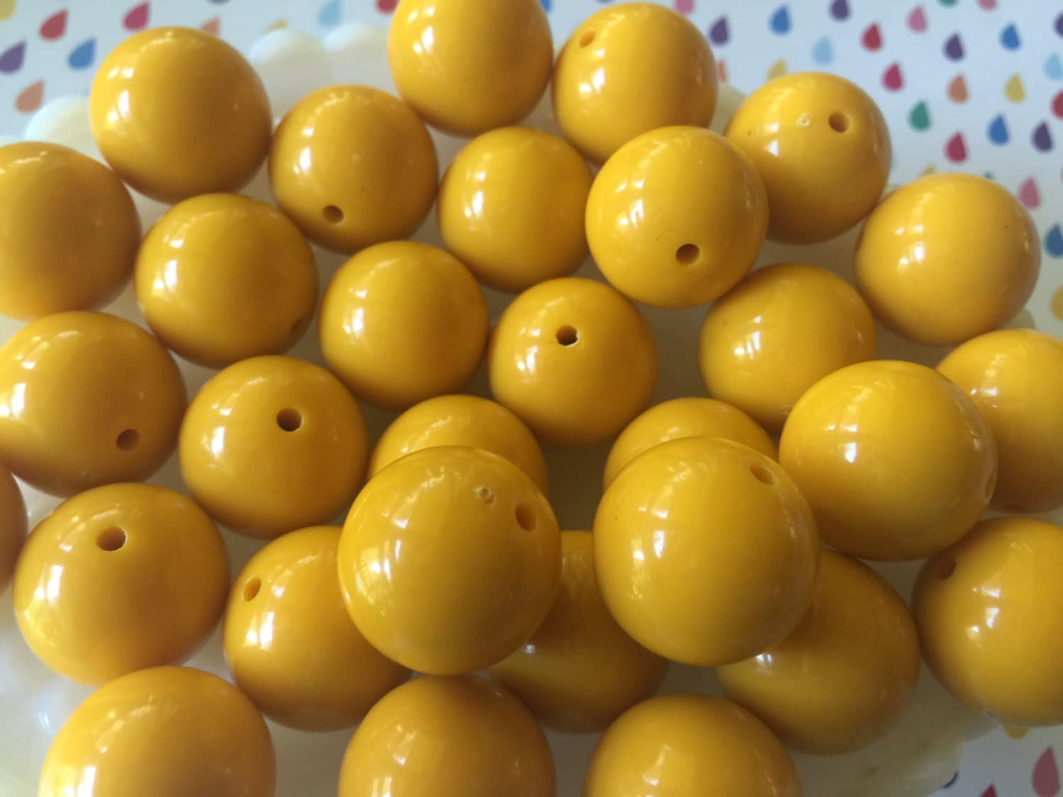 SALE Mustard Yellow beads round beads resin by TheMintBeadery