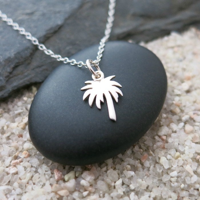 Silver Palm Tree Necklace Sterling Silver Palm Tree Charm