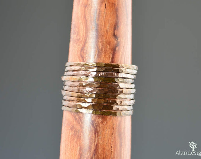 Super Thin Bronze Copper Stackable Ring(s), Bronze Ring, Skinny Ring, Copper Band, Arthritis Ring, Alari, Hammered Ring, Stacking Ring