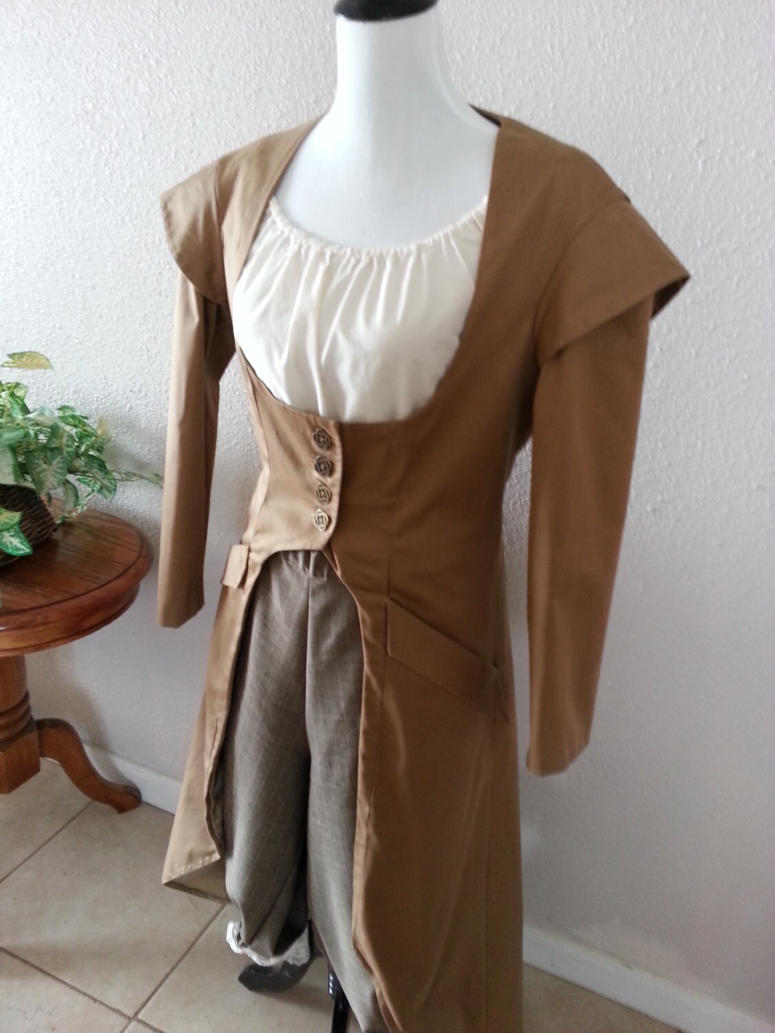 Brown Ladies Steampunk Cutaway Coat