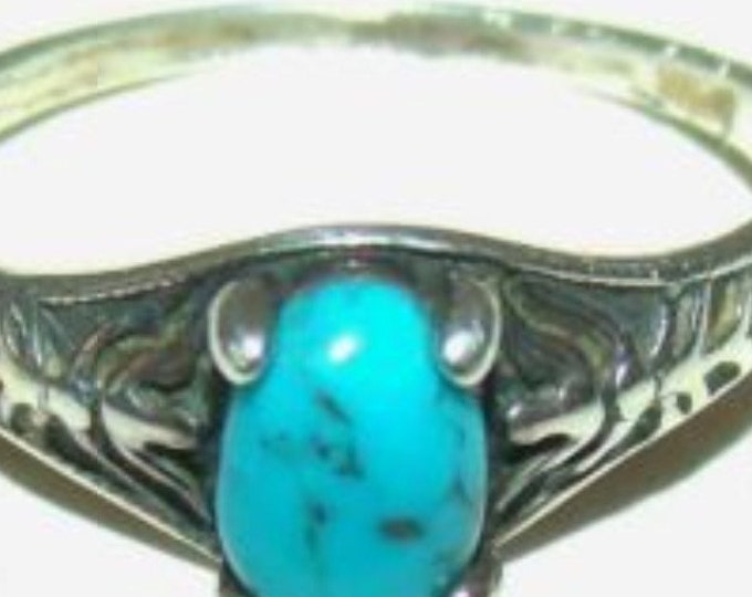 Storewide 25% Off SALE Vintage Southwestern Sterling Silver Turquoise Designer Cocktail Ring Featuring Enscribed Baguette Design