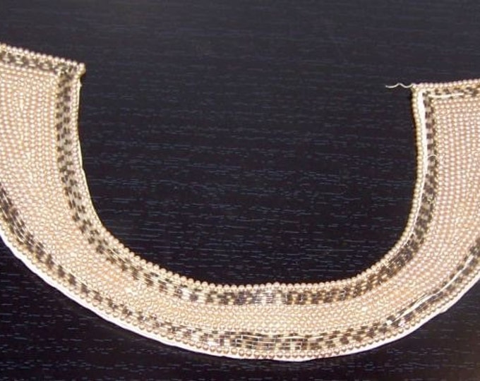 Storewide 25% Off SALE Antique Bugle Beaded Faux Pearl Collar Wrap Featuring Lovely Cream Tones