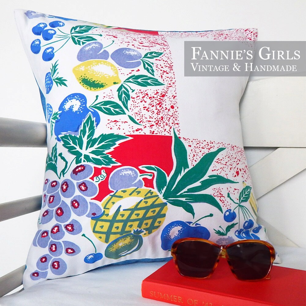 Vintage Fabric Pillow Cover Midcentury Home Decor recycled