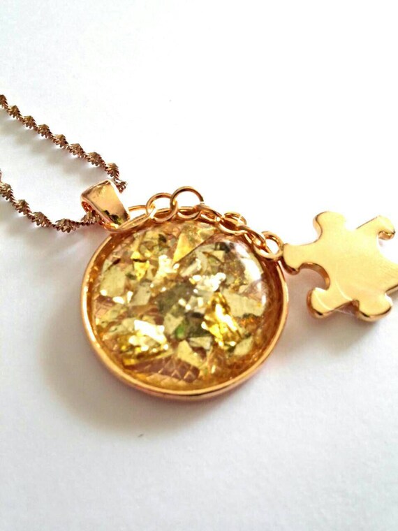 Autism necklace autism awareness jewelry puzzle by GenevasSky