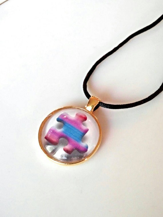 Autism necklace autism puzzle piece necklace autism by GenevasSky