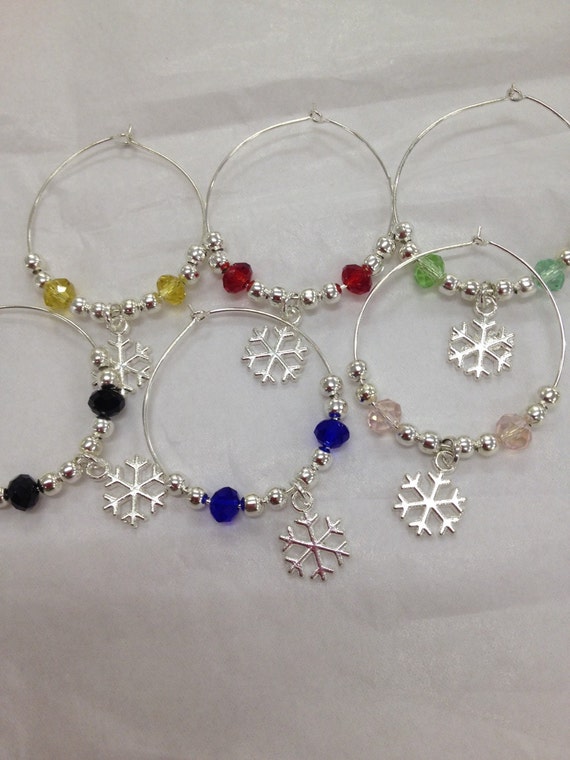 Set of 6 Crystal Beaded Wine Glass Charms by DianaSianCrafts
