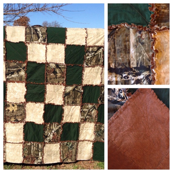 Green Camo Rag Quilt Camoflauge Throw Custom Camo by Need2Quilt
