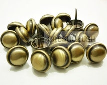 thumbnail image 2 of 100 Pack Antique Brass Bag Feet Studs - 15mm Flat Prong Studs For Handbag & Leather Craft 2 of 14