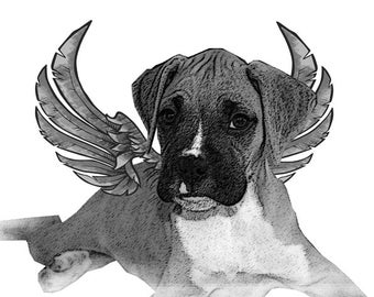 boxer dog angel statue