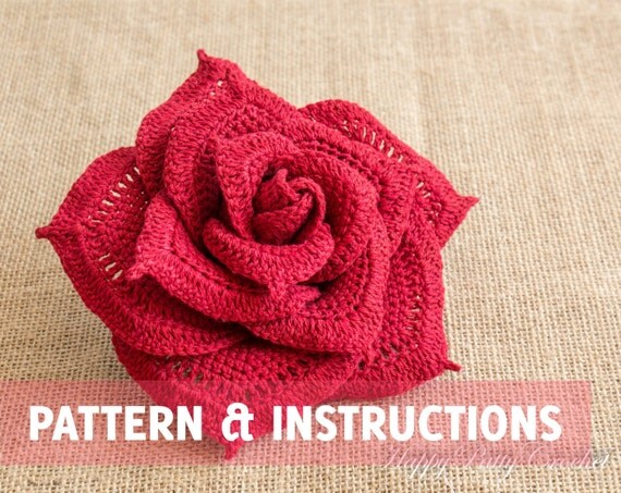 Rosa patrón e instrucciones de ganchillo por HappyPattyCrochet Rosa patrón e instrucciones de ganchillo por HappyPattyCrochet