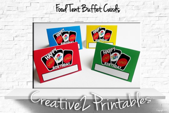 uno printable food tent buffet cards made by