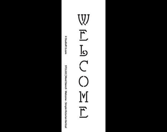 word stencil welcome simple victorian vertical stcl223