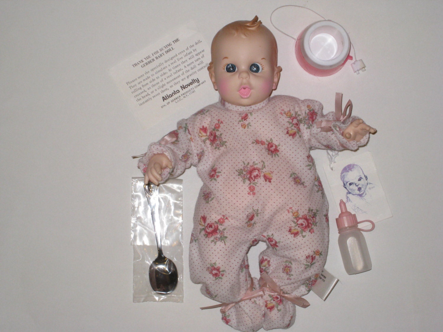 1981 GERBER Baby 12 Doll with Spoon Bottle Warmer and