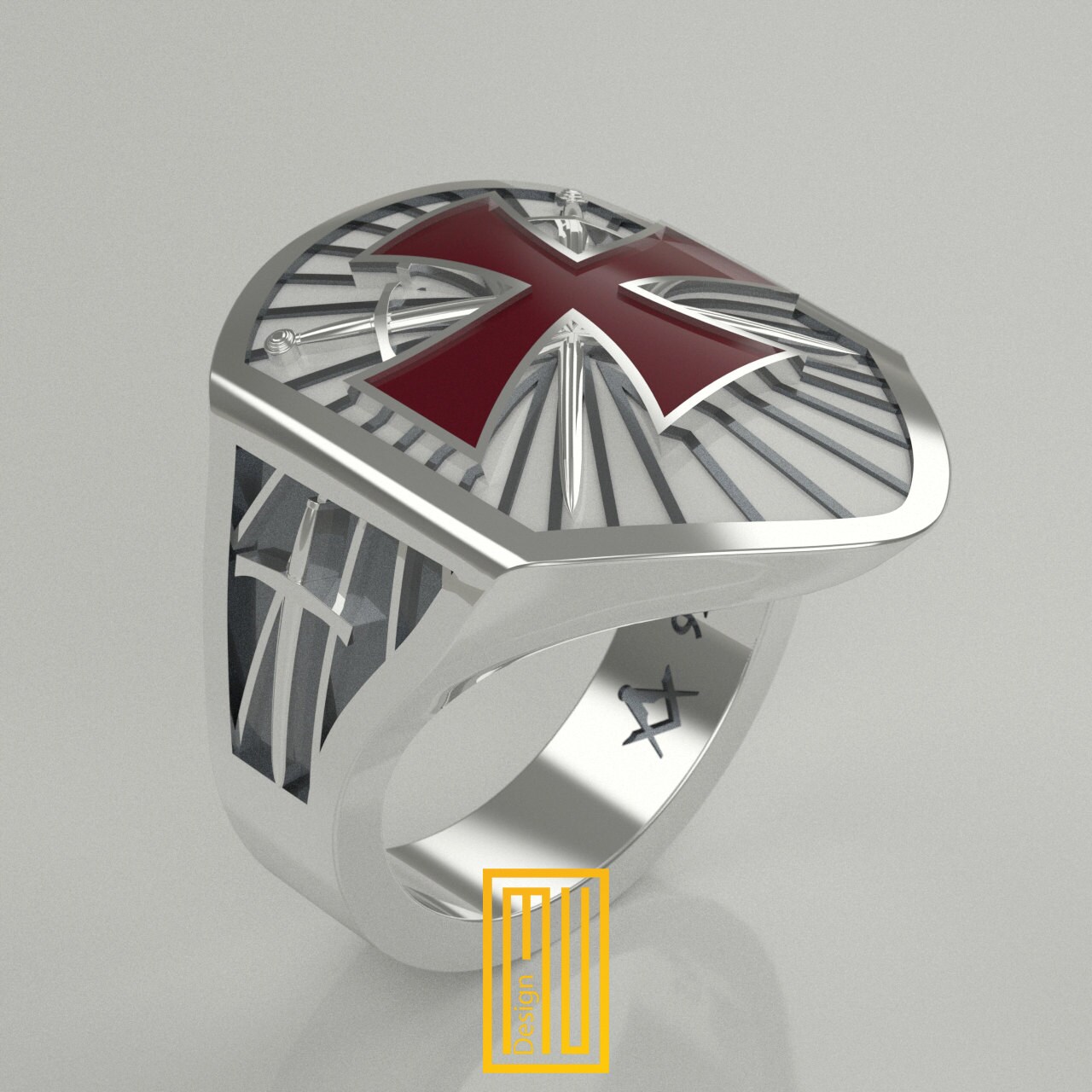 The Knights Templar Ring Unique Design for Men 925K Sterling