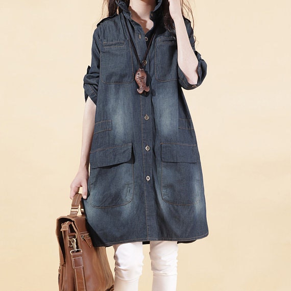Women Jeans Coat Large Size Thin Denim Outwear by Showcottonstyle