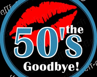 Digital, 60th Cupcake Toppers, 60th Favor Tags, 60th Candy Bag Tag, Kiss the 50s Goodbye, 60th Birthday Decor,60th Party Decor,60th Gift Tag
