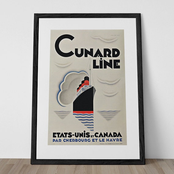 Cunard Ocean Liner Vintage Art Deco Giclee by EncorePrintSociety