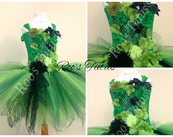 Poison Ivy, villain inspired tutu dress costume (Handmade). superhero dress up