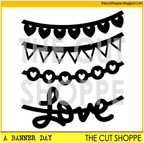 The A Banner Day cut file includes 4 banner themed icons, that can be used for your scrapbooking and papercrafting projects.