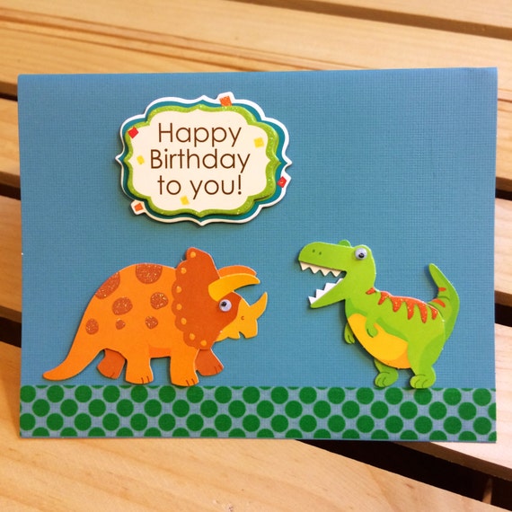 dinosaur birthday cards by lydsandhercats on etsy