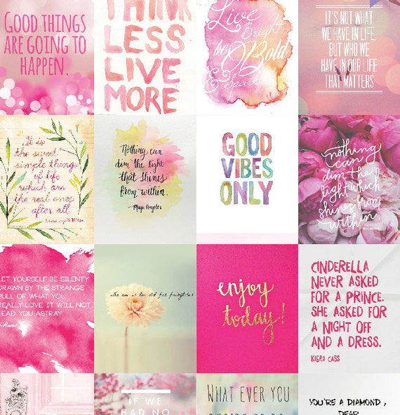 40 Inspiring Stickers Pretty In Pink by InspiredCorner on Etsy