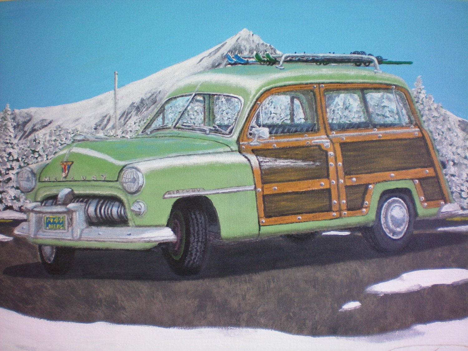 For sale painting of original acrylic paintnigs of old cars