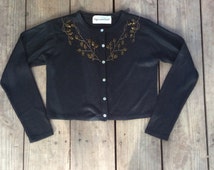 19337 Beads Embroidered Knitted Sweater - Anthracite
