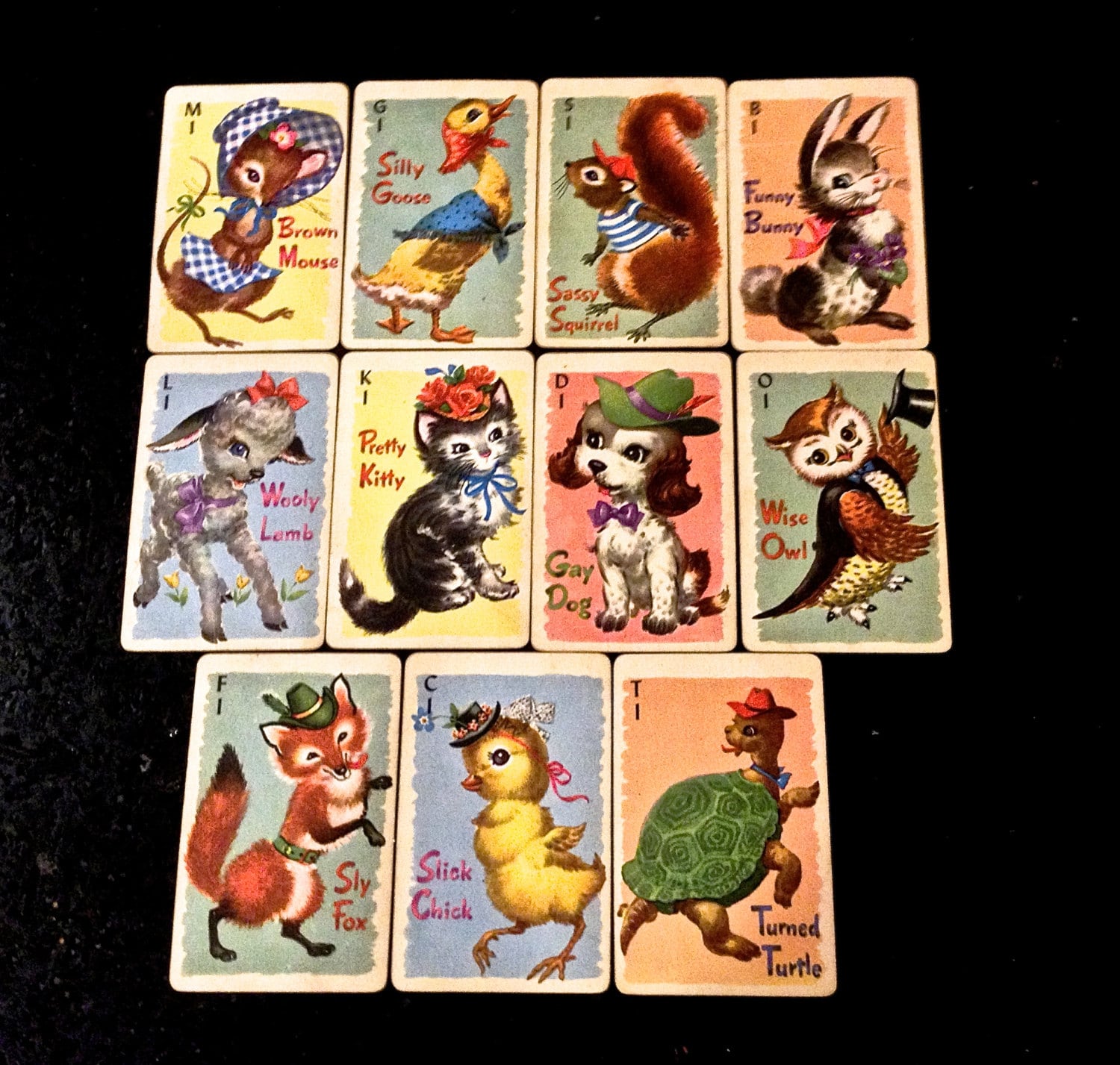 Animal Rummy Playing Cards Vintage 1960's By Whitman A
