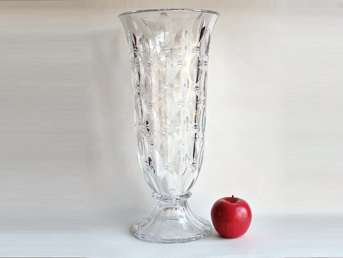 Huge Shannon 17 Lead Crystal Vase Vintage Large Flower