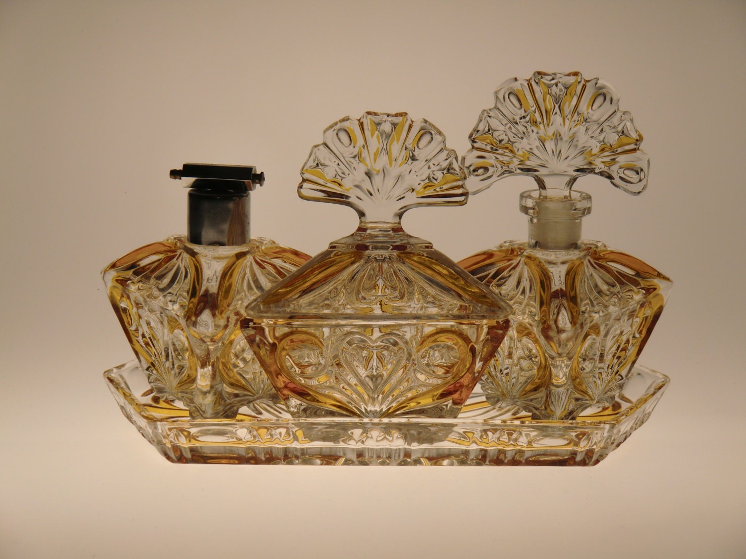 Vintage Glass Vanity Set