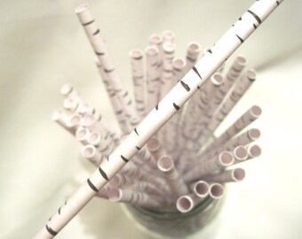 Birch Tree PrintedPaper Straws - Party Straws - Drink Straws - Naturel Party - Wood Theme - Eco Party - Biodegradable - Party Decore