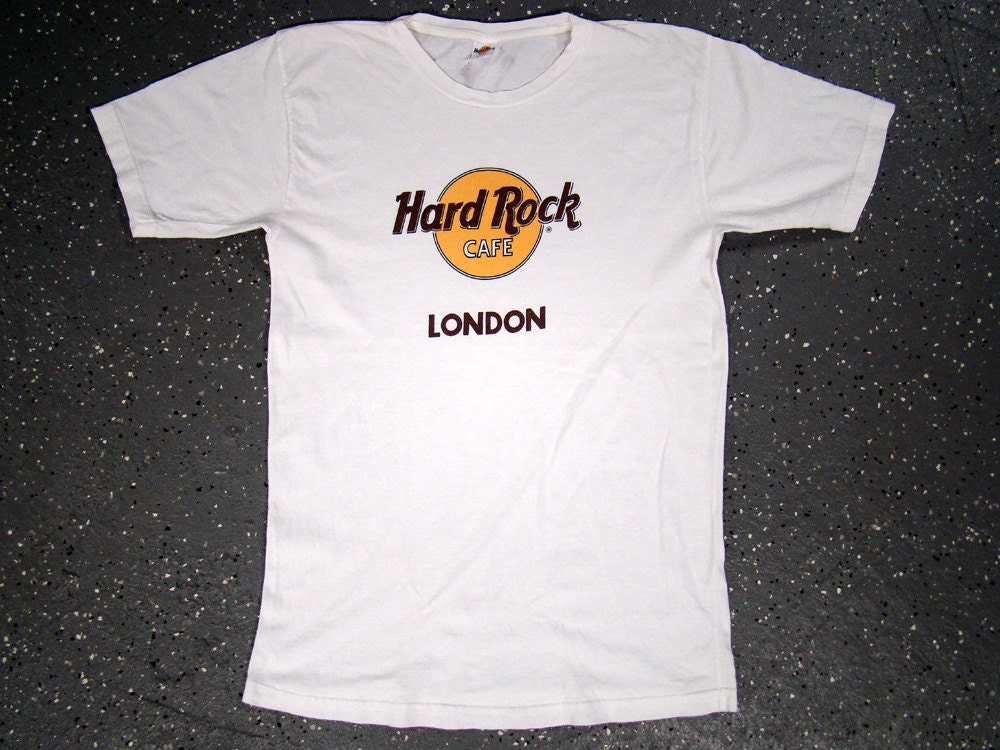 Can like hard rock cafe white t shirt london uae goth