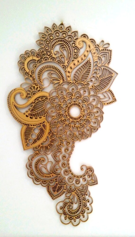 Wooden Gold Mandala wall hanging artwork