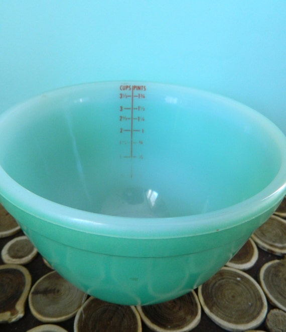 Mixing Bowl Jadeite Green with Measurement Markings Inside