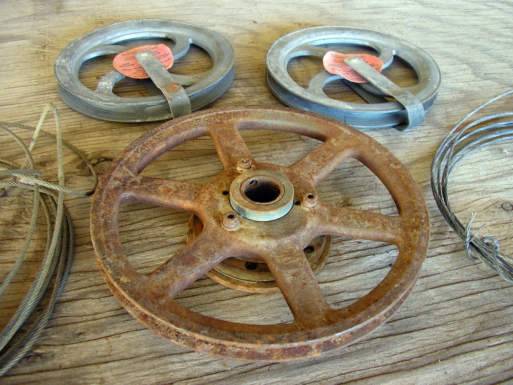 Vintage Lot Clothes Line Pulleys Heavy Duty Pulley Twisted
