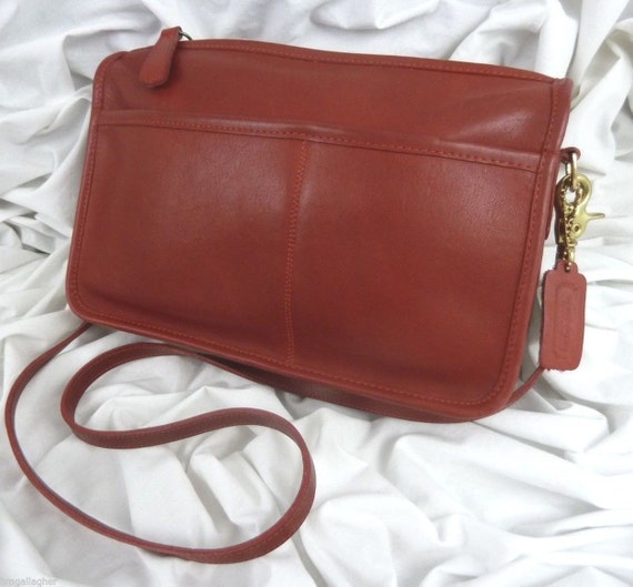 COACH Vintage Companion Bag Red Leather 1980s by AdriansVintage