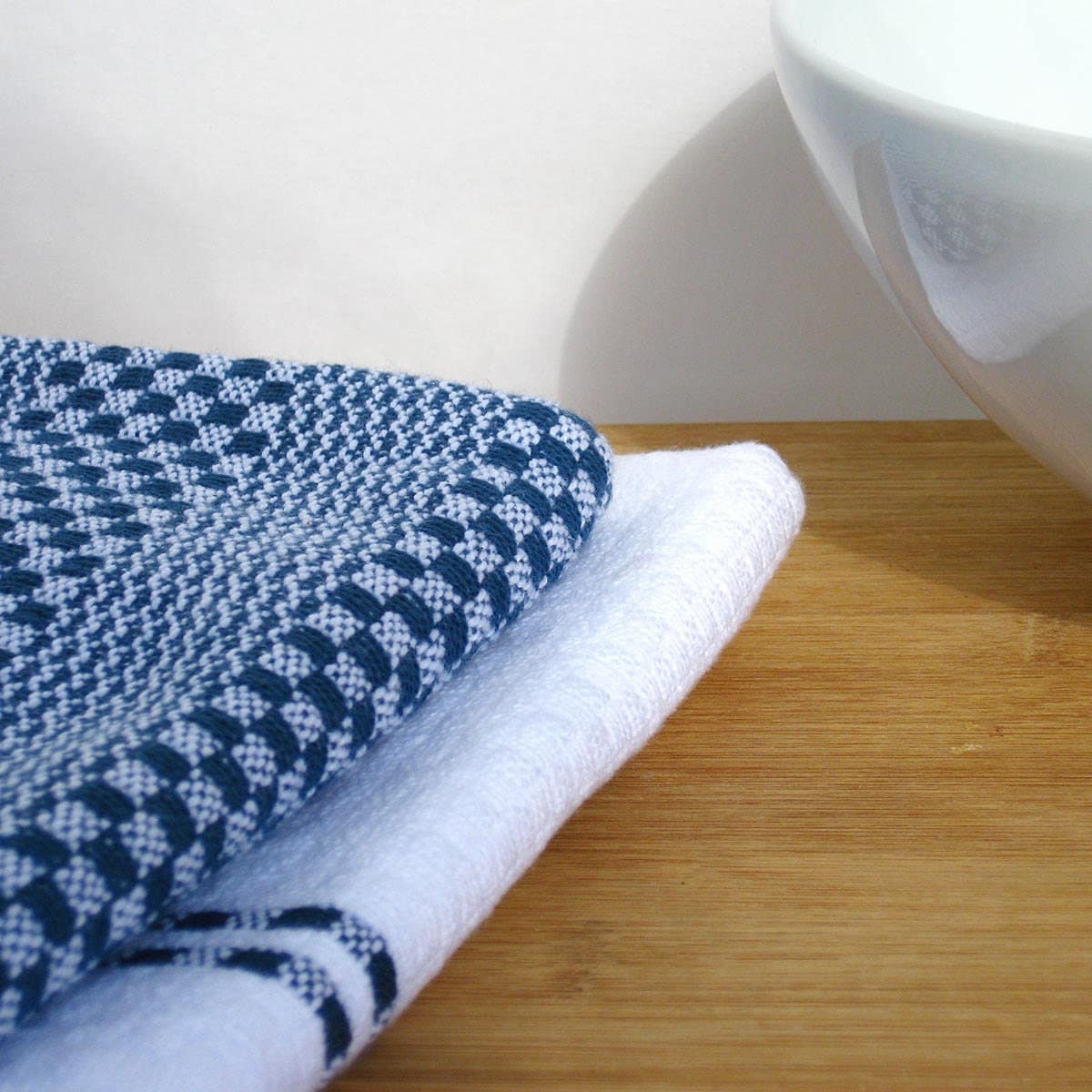 Handwoven dish towels Extra large Navy blue and white