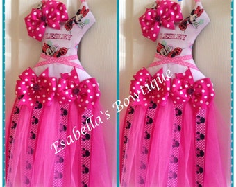 Pink minnie tutu bow holder, tutu bow holder, bow holders
