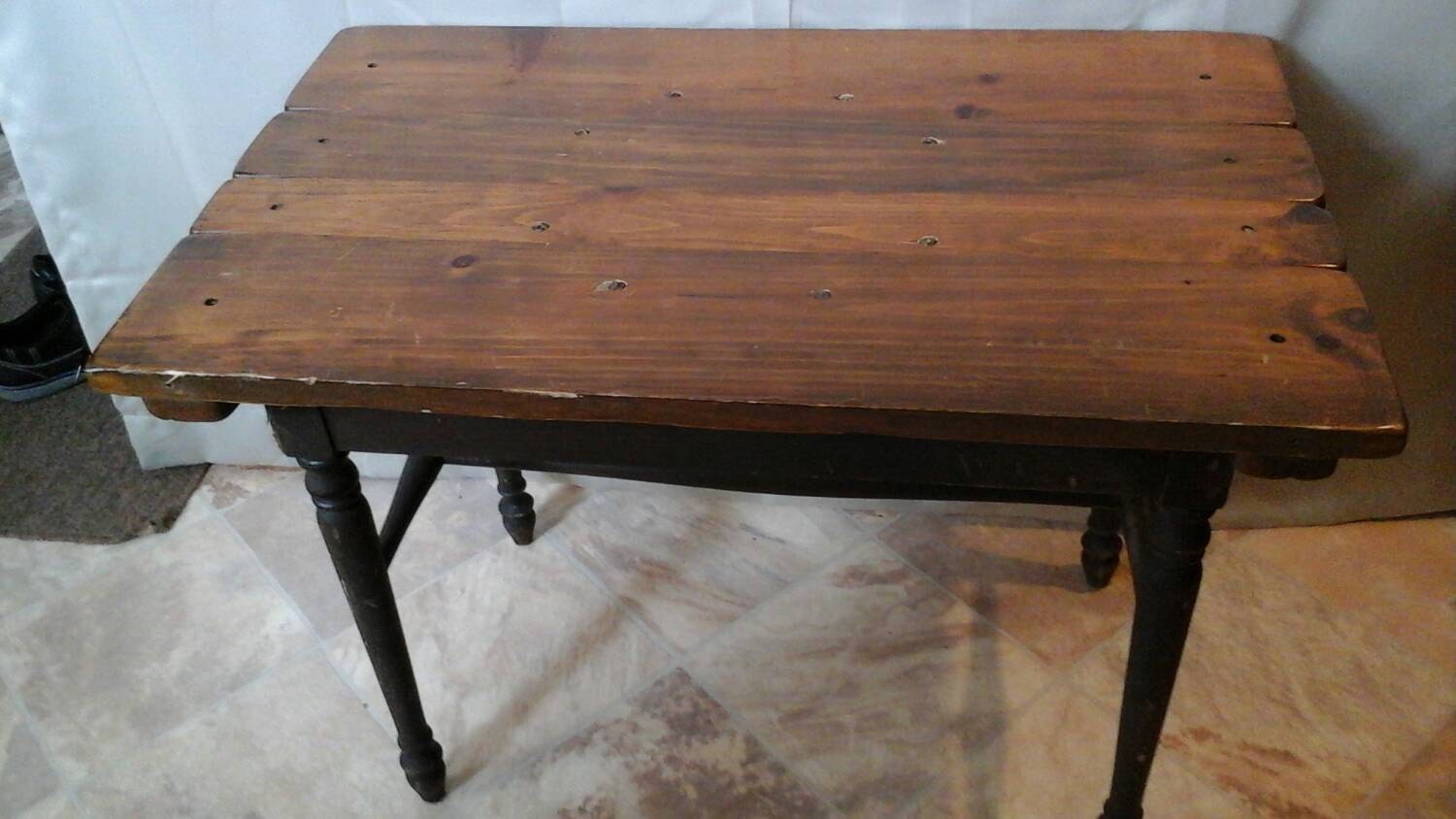 Rustic vintage worn wood table with nail heads by RollinBacktime