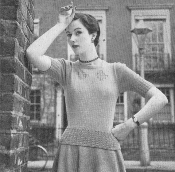 Vintage 1950 Knitting Pattern Ladies Jersey Jumper digital