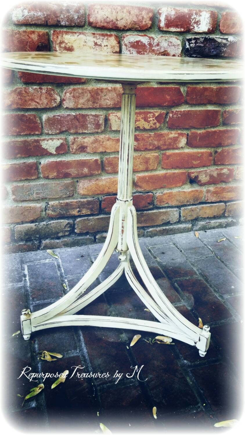 Shabby chic side table cream side table distressed side