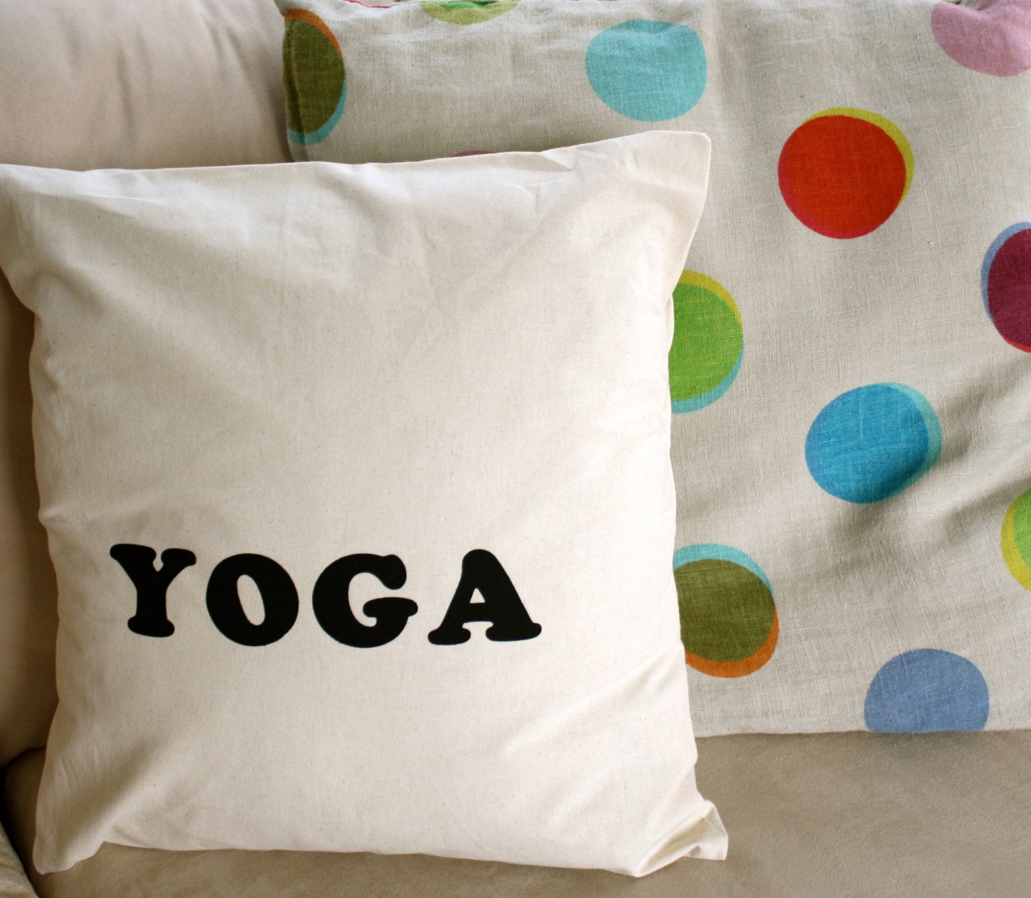 Throw Pillow Cover Yoga 16x16 cream by PrintsandPillows on Etsy