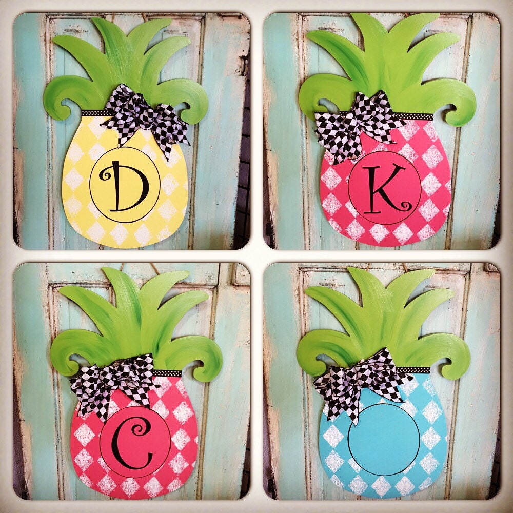 w hanger door wooden Wood Cut Wood Door Pineapple Personalized by Hanger