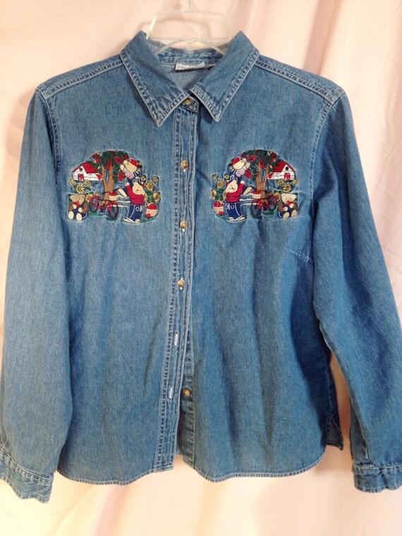 mens denim shirt with patches