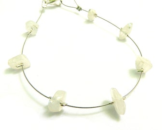 Dainty bohemian bracelet, rainbow moonstone jewelry natural stone bracelet bohemian dainty jewel natural moonstone bracelet white stone laya