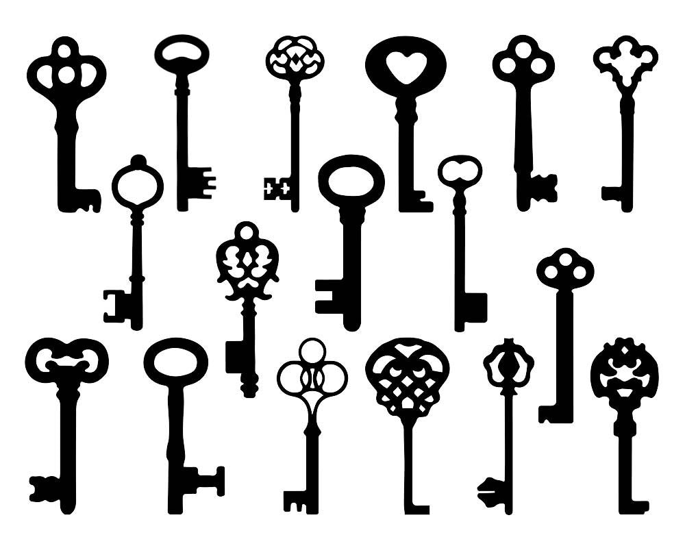 Skeleton Key Clipart Key Silhouette Clipart by TheClipartPress