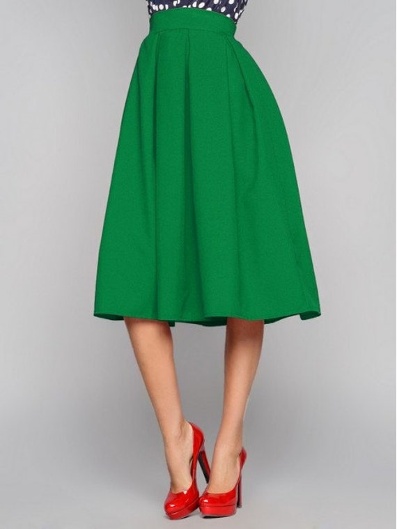 Green midi skirt Midi skirt Woman skirt Business by Annaclothing