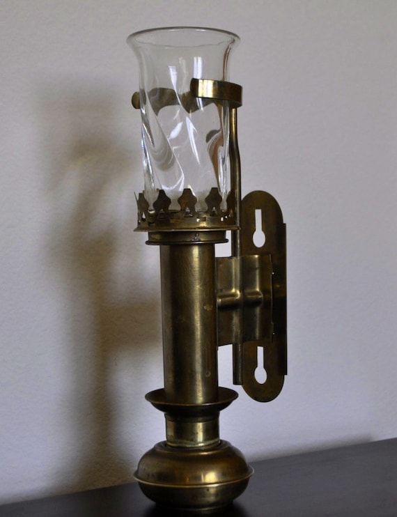 Nautical wall mount candle holder with glass by RJvintagencounters