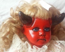 Devil demon ooak goth horror creepy porcelian china art doll repaint - il_214x170.771857102_oi4e