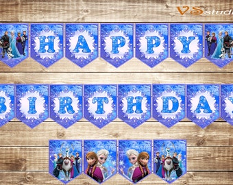 Frozen Happy Birthday Banner - INSTANT DOWNLOAD - Printable Happy ...